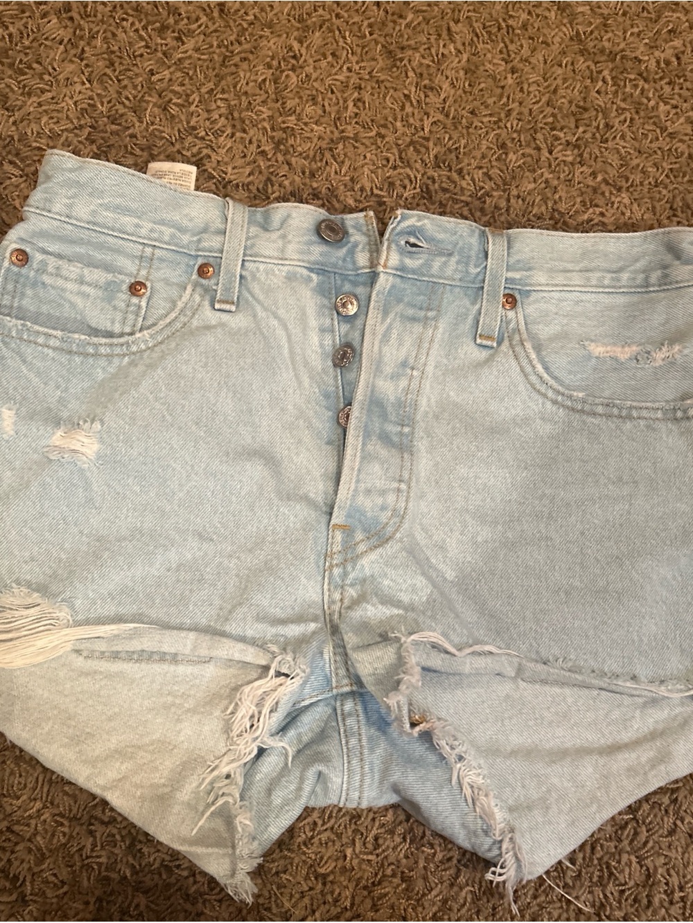 Levi's Light Blue Distressed Denim Shorts